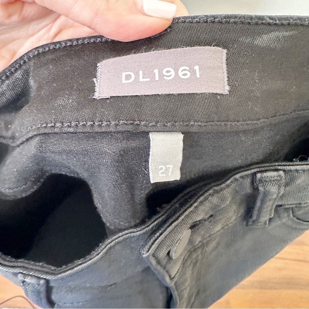 Anthropologie DL1961 Coated Lara Mid Rise Instasculpt Cropped Boot Jeans size 27 - Picture 10 of 10